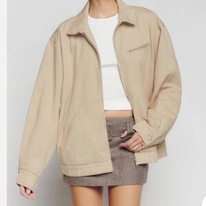 Reformation Beige Marco Bomber Jacket